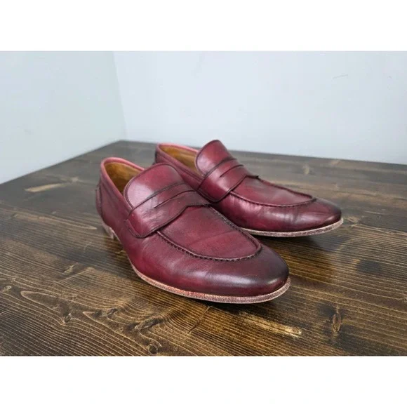 VERO CUOIO Italian Leather Slip On Mahogany Loafers Dress Shoes Italy Men's 10.5 - Picture 4 of 16